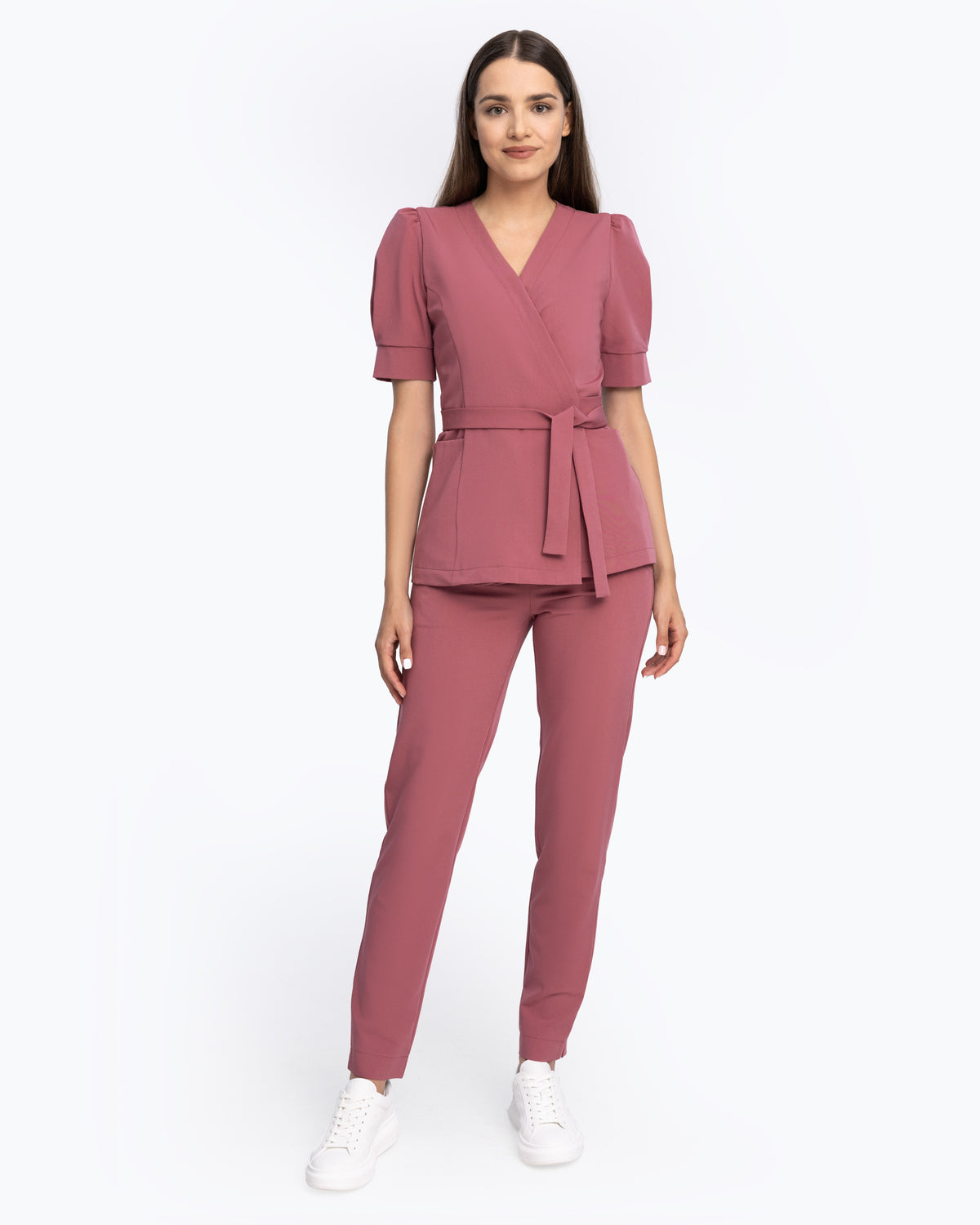 Tunika Medyczna Kopertowa - Dusty Rose