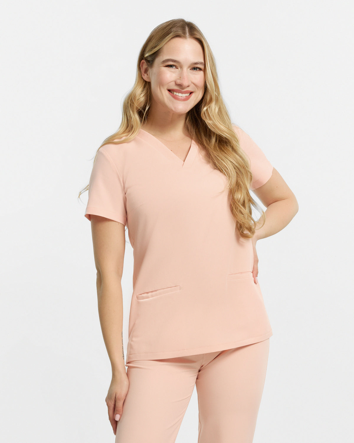 Bluzka Medyczna Basic - Apricot Pink
