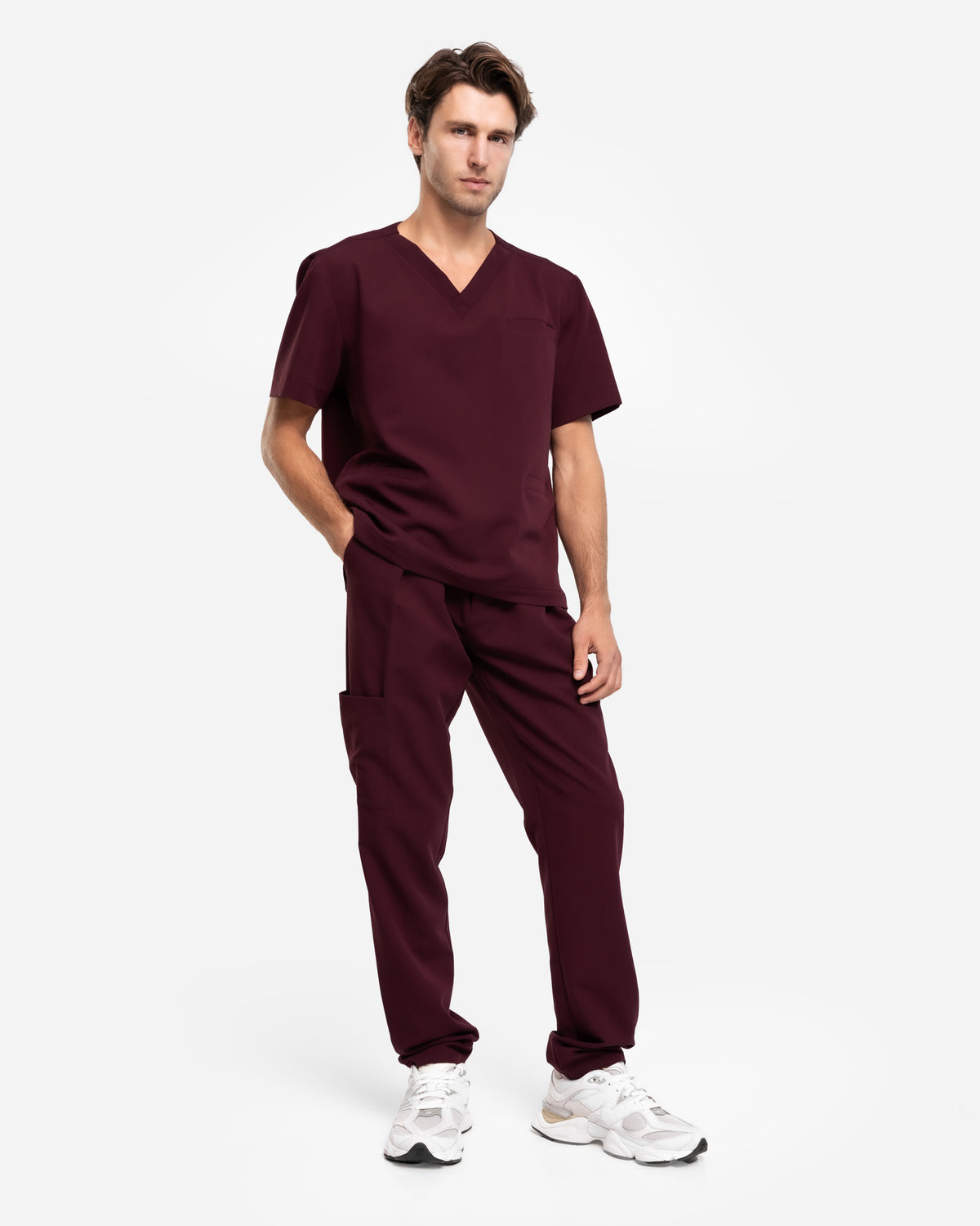 Męskie spodnie medyczne | Classic Fit  - Burgundy