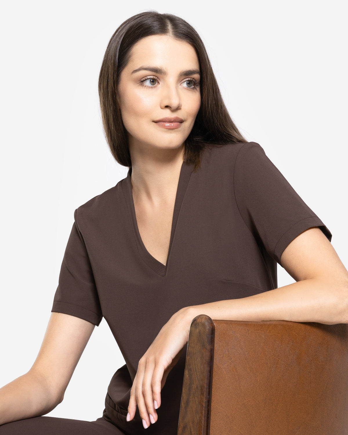 Bluzka Medyczna Basic -  Choco