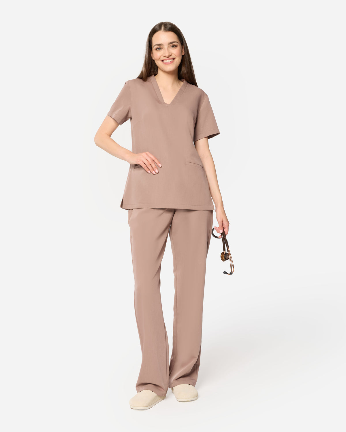 Bluzka Medyczna Basic -  Velvet Cappuccino