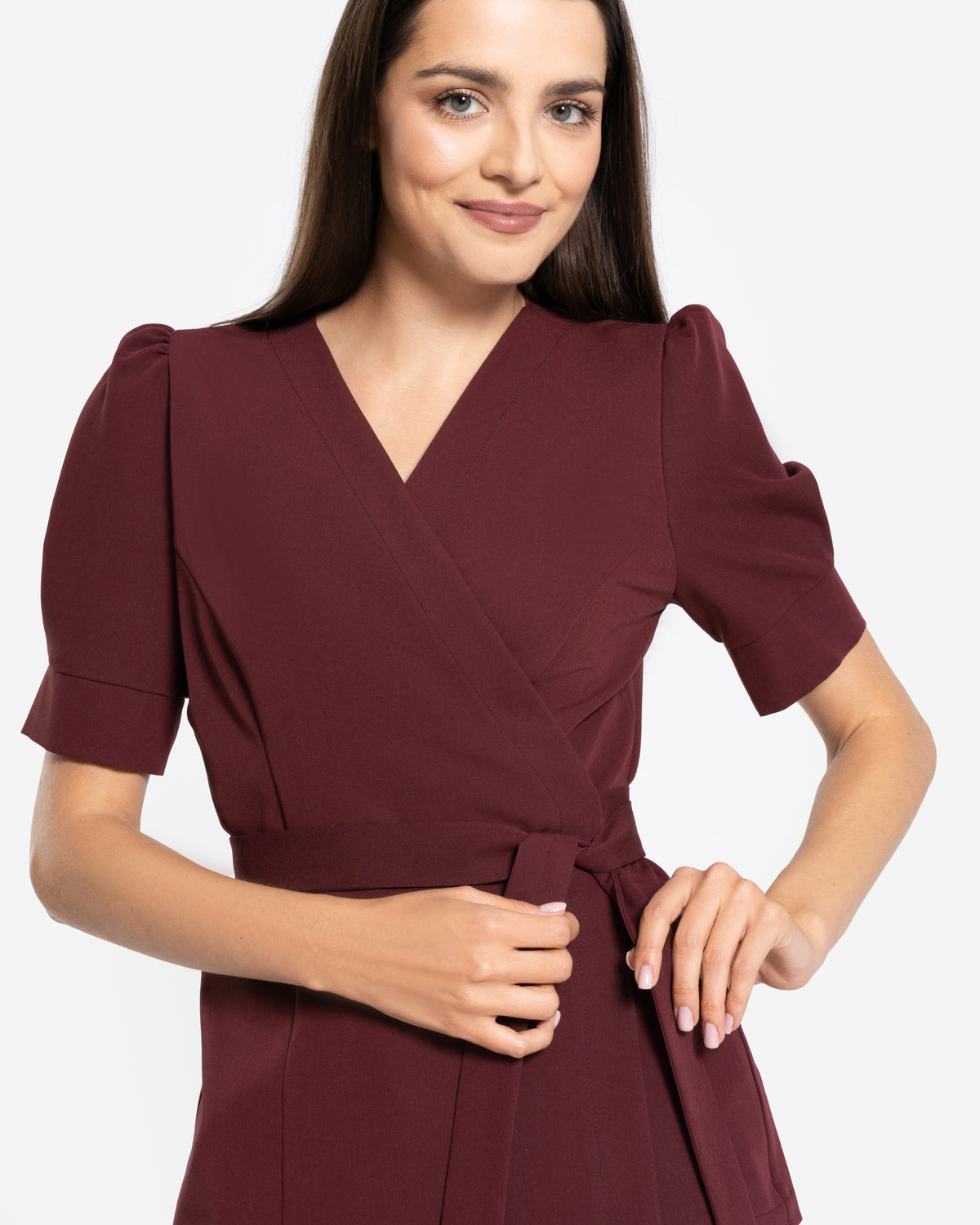 Tunika Medyczna Kopertowa - Burgundy